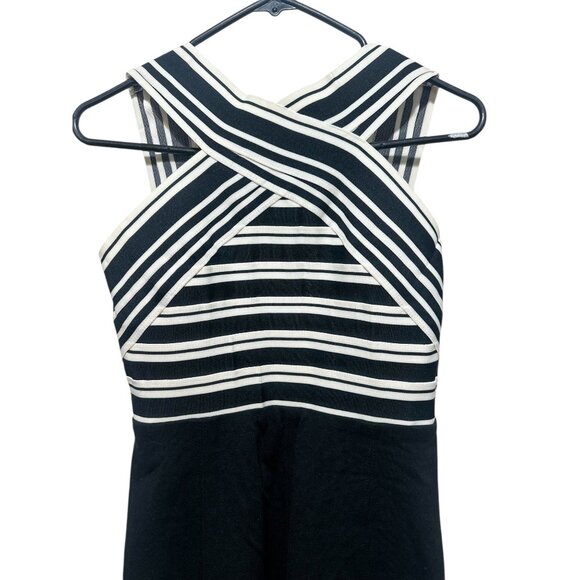 Anthropologie Crosswise Flare Dress Womens 2 Petite Black Mini Fit Flare Bandage - Picture 8 of 14